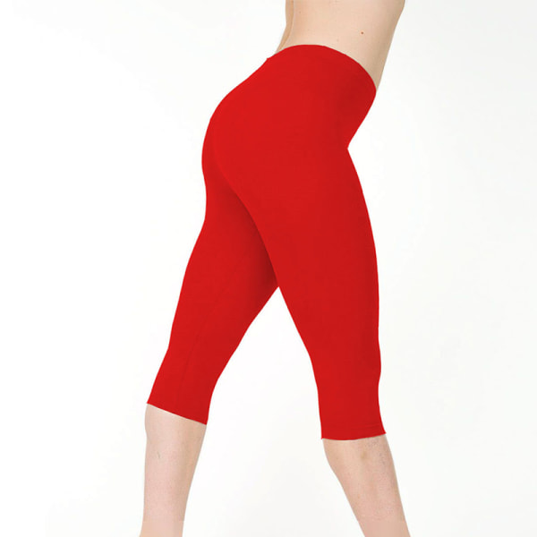 Naisten Skinny Leggings Matalavyötäröiset Capri-housut Red M