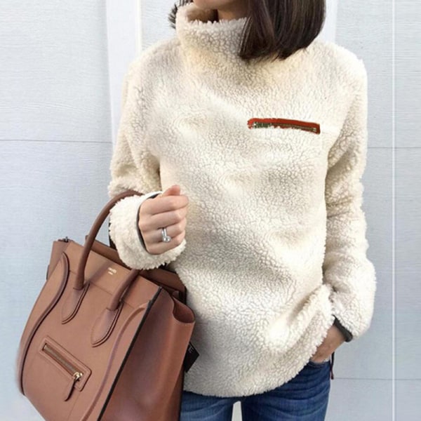 Dame Sherpa Sweater Thicken Pullover Light Apricot L