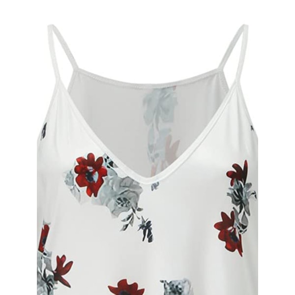 Kvinder Kort Mini Kjole V Neck Slip Kjole Ærmeløs Summer Beach Flowers L