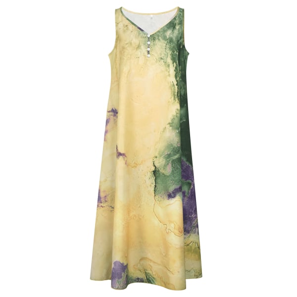 Naisten Maxi Mekot Leveät olkaimet Iso helma Summer Beach Sundress Green L