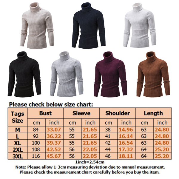 Vinter Thicken Warm Top stickad tröja för män för män Beige XL