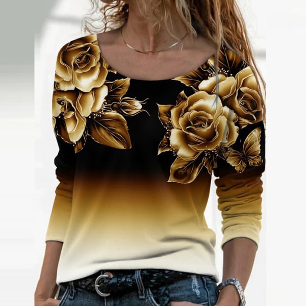 Naisten pitkähihaiset topit Gradient-paita Yellow 3XL