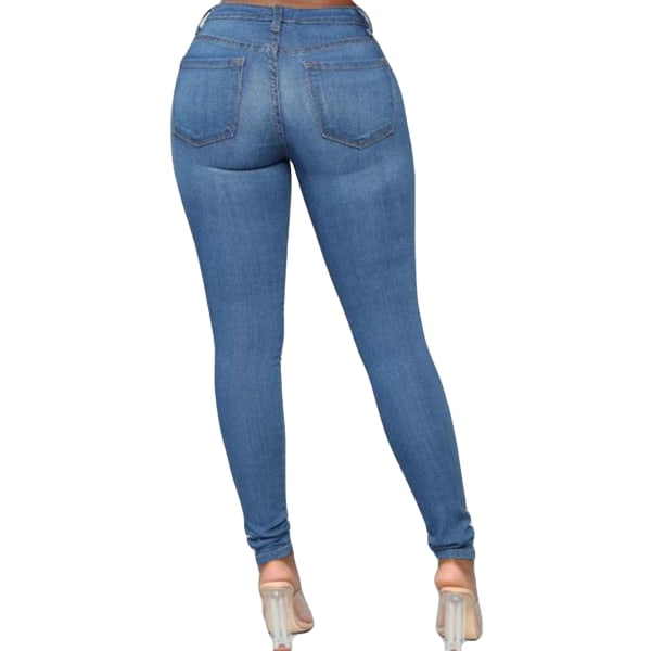 Womens Jeggings Jeans Pencil Byxor High Waist Skinny Fit Trouser Blue,XL