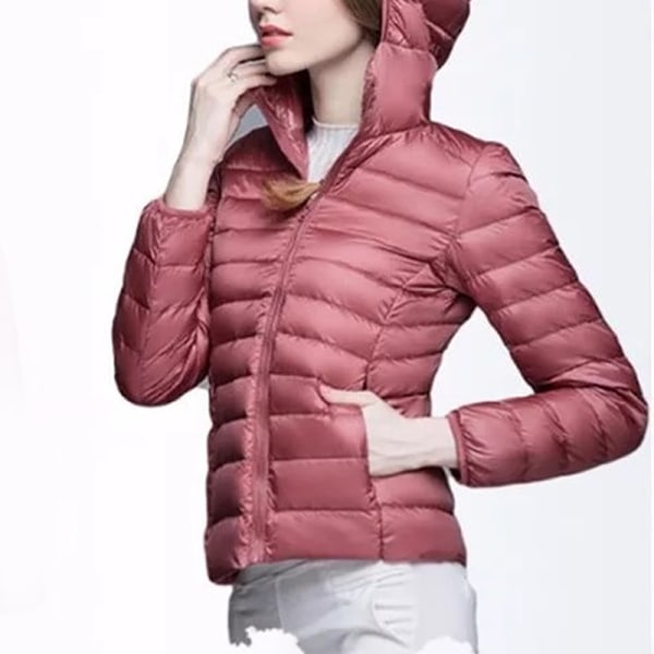Dam ultralätt dunjacka kappa jacka slim fit varm jacka Pink,XL