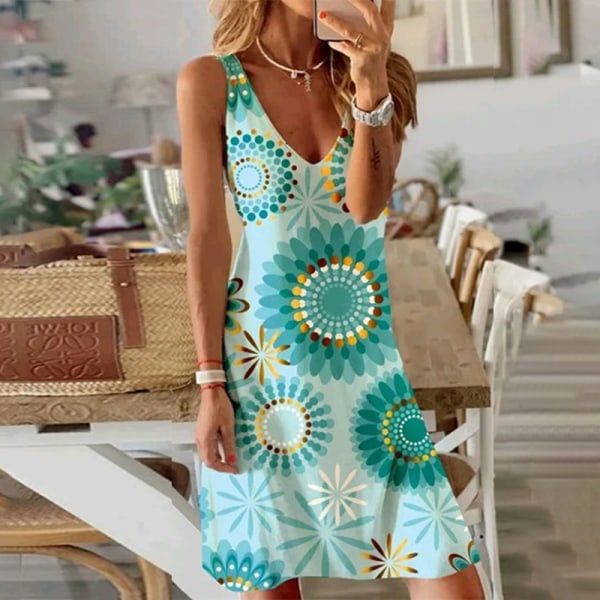 Kvinnor ärmlös sommar strandsolklänning med blommönster i print Element 3 M