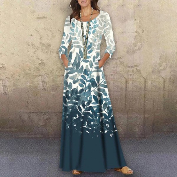 Dam abstrakt printed hellängd klänning blommig print Maxi Element-C XL