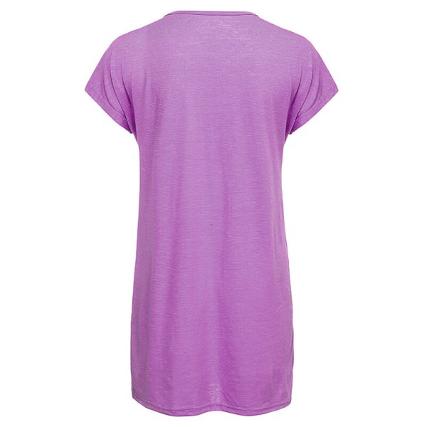 Kortärmad T-shirt för kvinnor med print Toppar Purple XL