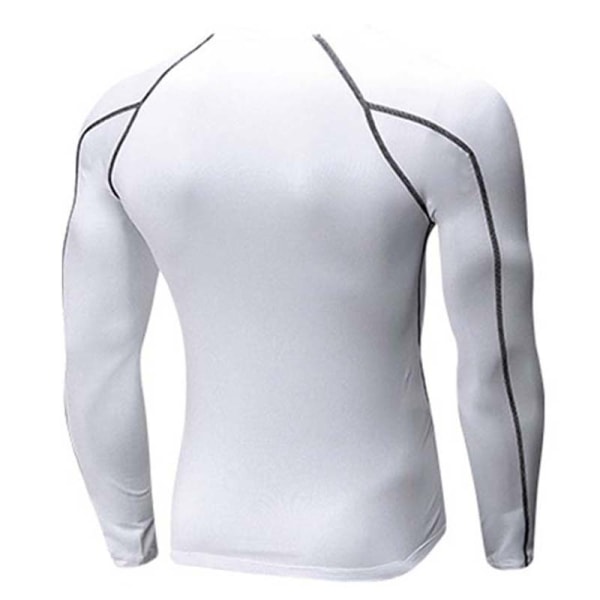 Mjuka sportkläder för män Stretch långärmad Sport Casual T-shirt White,XXL