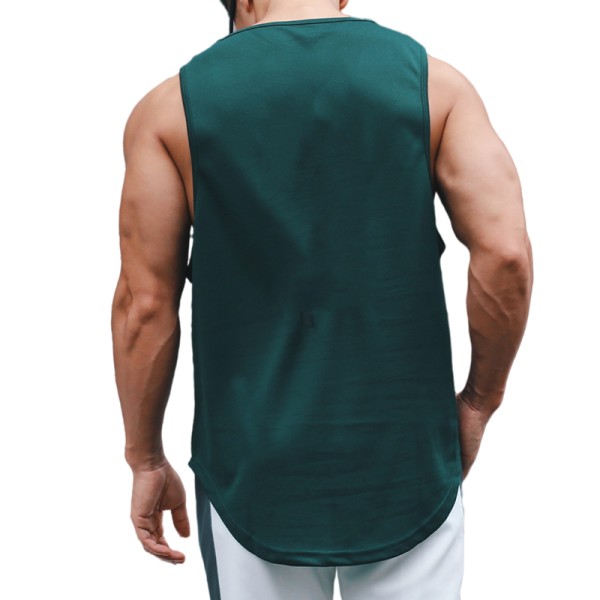 Mænd Loose Shirt Tank Elastic Fitness Komfortabel Vest Green M