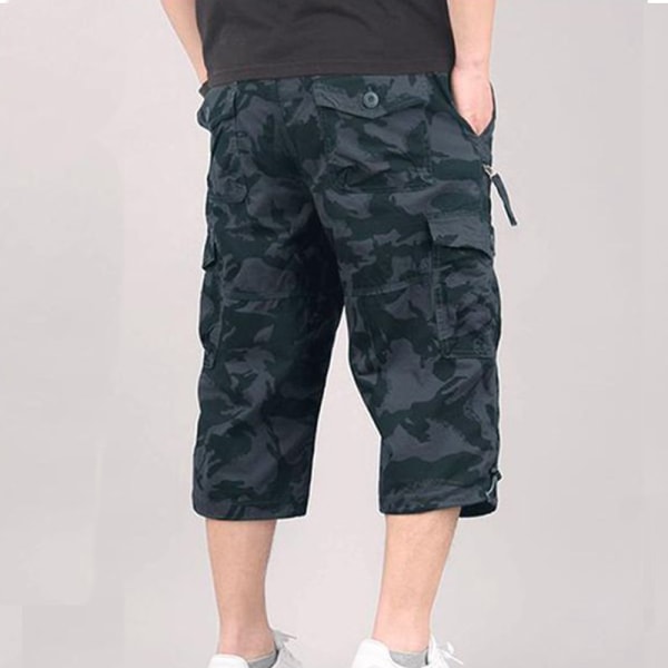 Miesten joustavat vyötäröhousut, yksiväriset alaosat Black Camouflage XL
