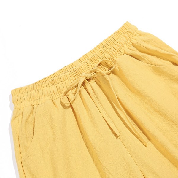 Kvinnor Solid Color Loungewear Medel midja botten Goose Yellow S