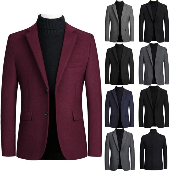 Mænd Suit Krave Ulden Outwear Langærmet Business Jakke Arbejde J005 Gray 4XL