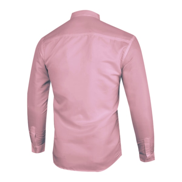 Långärmad skjorta för män Plus Size Slim Color Button Lapel Tops Pink S