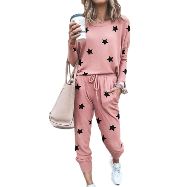 Damesportsdragt Langærmet top + bukser fritidstøj Pink,S