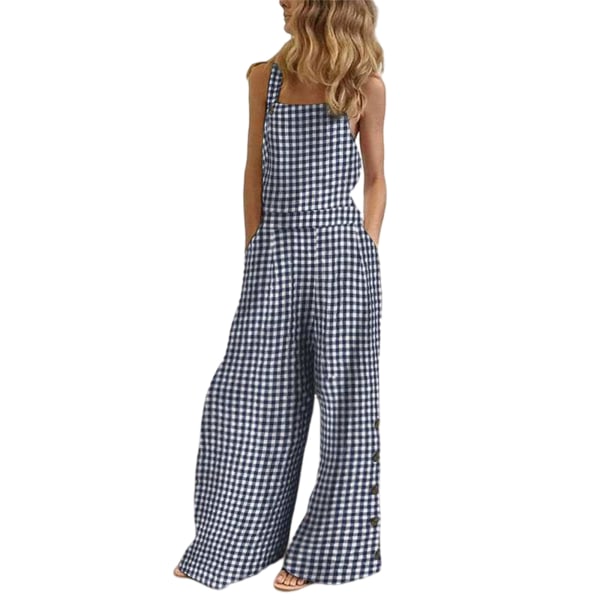 Dam Jumpsuit Bomull Linne Wide Leg Playsuit Rompers Overall 3#,5XL