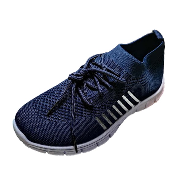 Dam Mesh Sneakers Athletic Lättvikts andas Casual Shoes Navy Blue,41