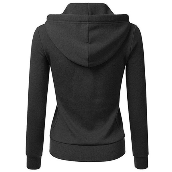 Dame langærmet sweatshirt ensfarvede hættetrøjer Black XL