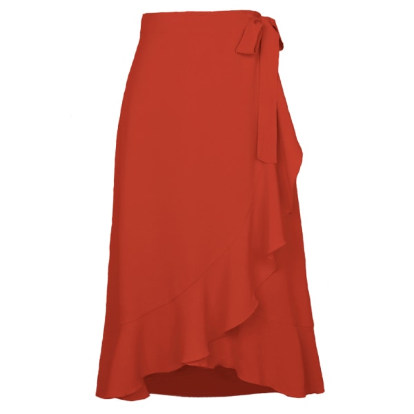 Kvinder høj talje midi nederdel flæse nederdele Red XL