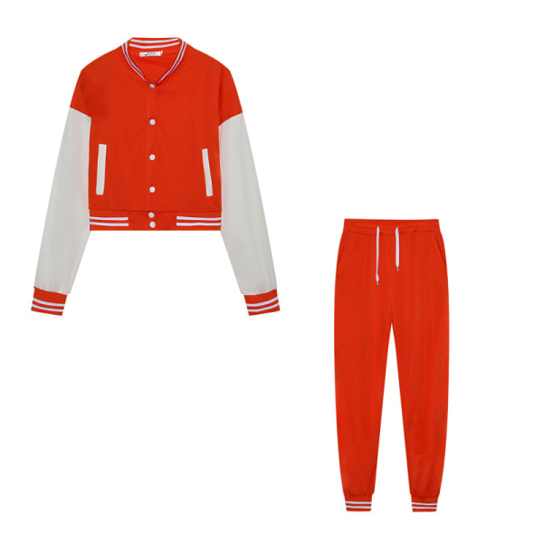 Dame SlimVarsity jakke og joggingbukser 36 dele træningsdragt Orange 2XL