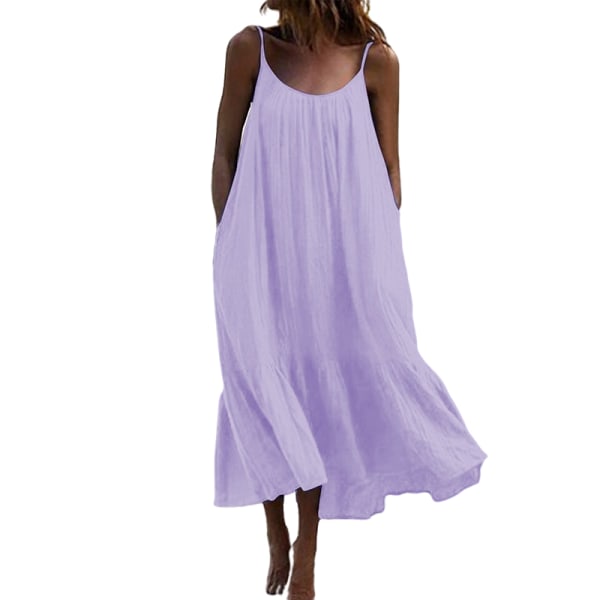 Pitsi, yksivärinen pitkä mekko kesänaisille Purple,S