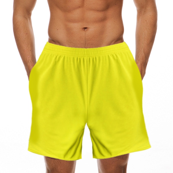 Snabbtorkande shorts för män Sport Gym Soccer Board Fritidsbyxor Yellow,XL