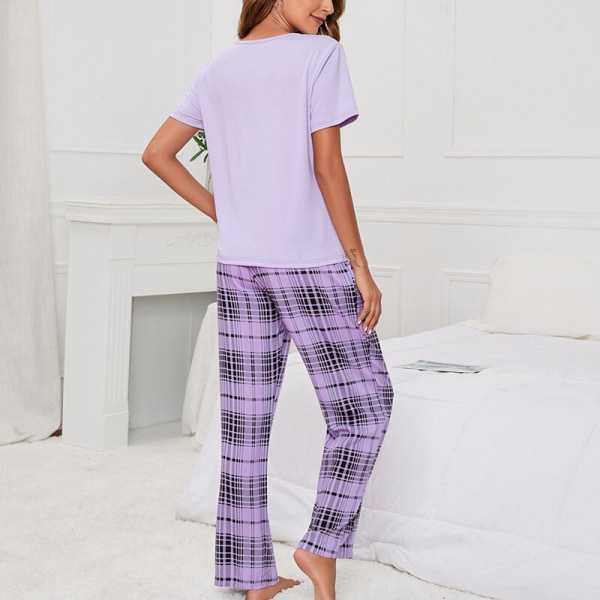 Kvinnor med fickor Pyjamasset Pjs nattkläder Purple 4XL