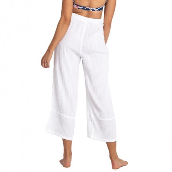 Naisten puuvillaiset Capri-housut, korkeavyötäröiset casual lyhennetyt housut White,3XL
