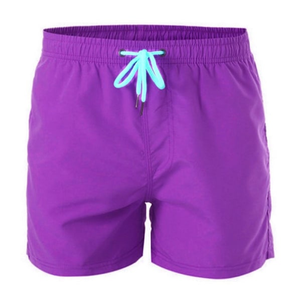 Minibyxor med dragsko för män i enfärgad strandshortsficka Lila M