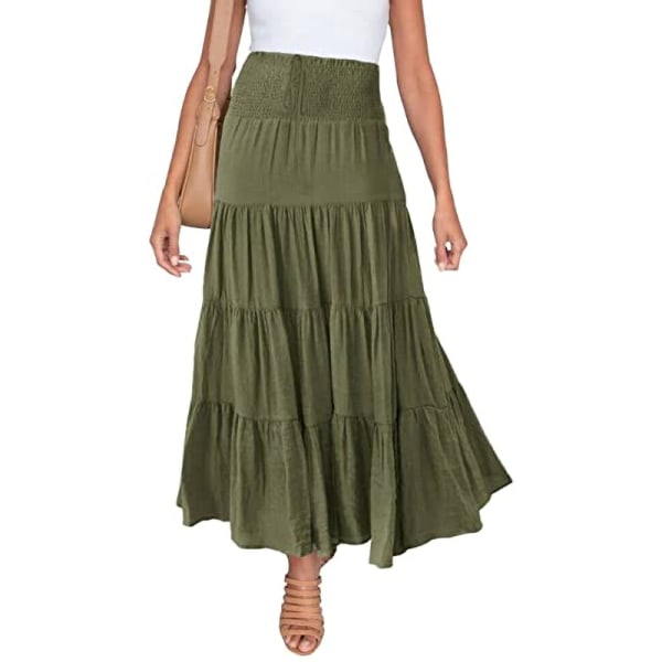 Kvinder høj talje midi nederdel flæse nederdele Army Green XL