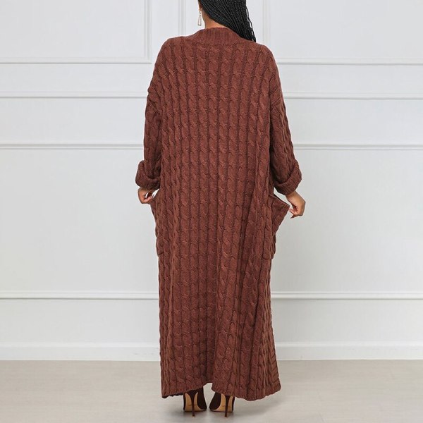 Kvinder almindelig strikket sjalhals cardigan ensfarvet overfrakker Kava 2XL