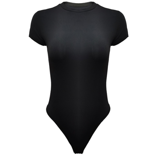Kvinnor Enfärgad Jumpsuit Crew Neck T-shirt Bodysuit Black L