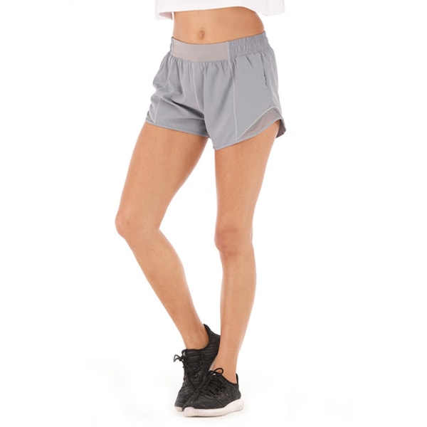 Kvinders sportsshorts løse mid-talje fitnessbukser yoga shorts gray,S