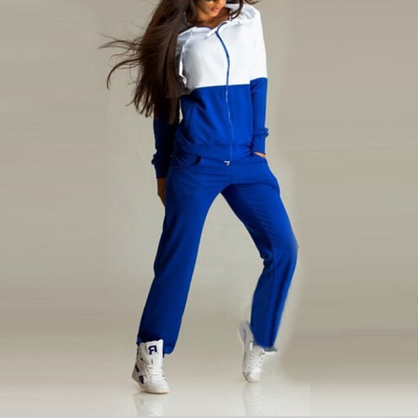 2 stycken Sportswear Suit Dam Gym Top + Byxor Sportkläder Blue,S
