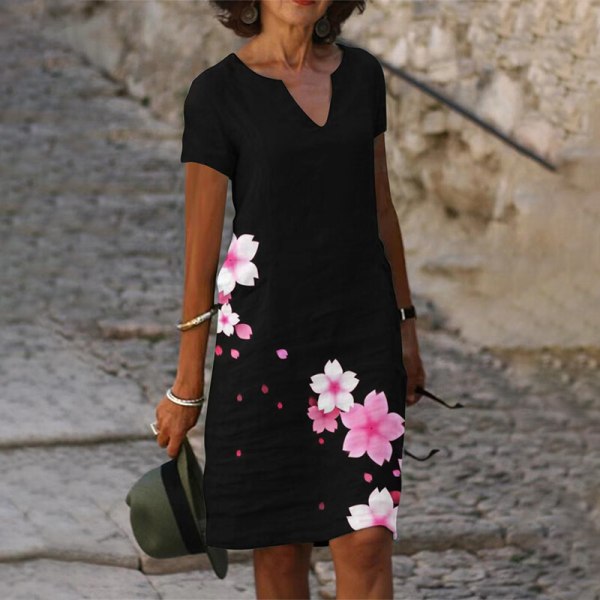Korte kjoler til kvinder Strandsolkjoler Minikjoler Behagelig ferie Floral S