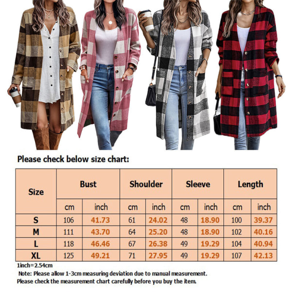Naisten ruututakki, huivi kaula-aukkoiset vaatteet Brown L 98cb | Brown |  Polyester | Fyndiq