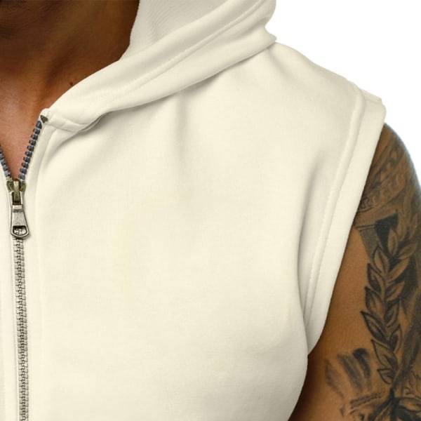 Ärmlösa huvtröjor för herr Kappa Hooded Tank Tops Väst Dragkedja White,XXL