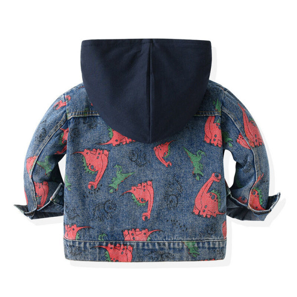 Drenge Dinosaur Print Full Zip Outwear Langærmet denimjakke Svart 140cm