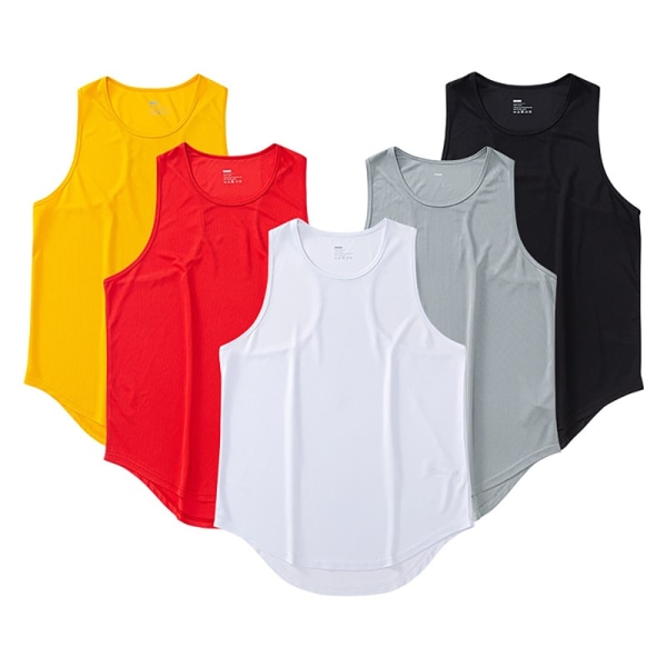 Atletisk T-skjorte for menn i ensfargede skjorter Kroppsbyggingstrening Röd L