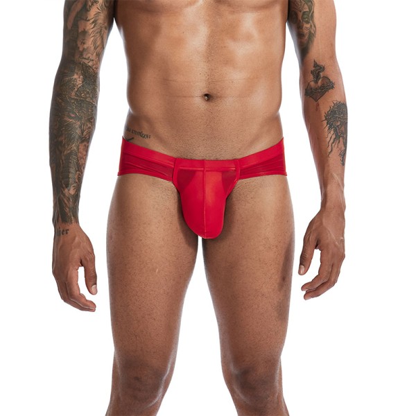 Alushousut Miesten saumattomat hengittävät Ice Silk Bulge Pouch Alusvaatteet Red XXL