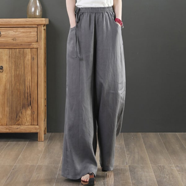 Naisten korkeavyötäröiset loungevaatteet, suoralahkeiset housut Gray 2XL