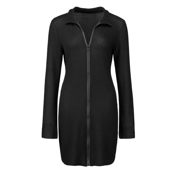 Miniklänningar med full dragkedja för kvinnor Casual kort klänning Sexig tröja Black XL
