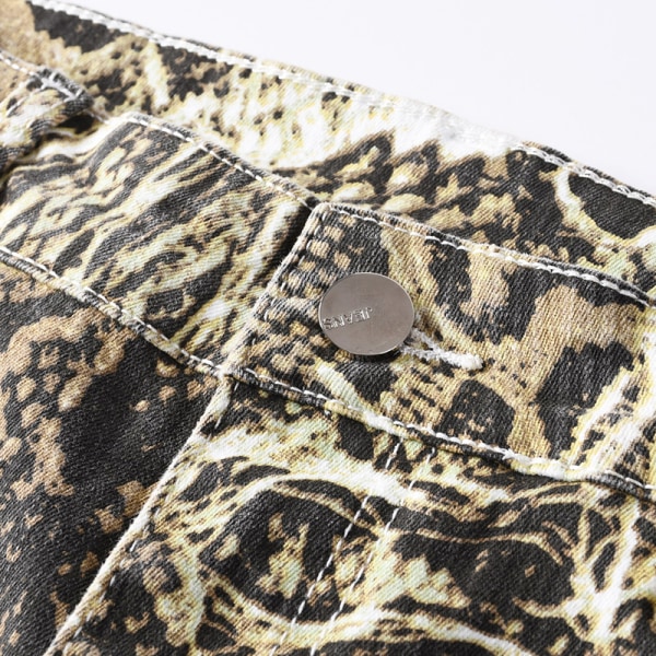 Miesten casual print farkut, muoti joustavat suoralahkeiset housut Serpentine,36