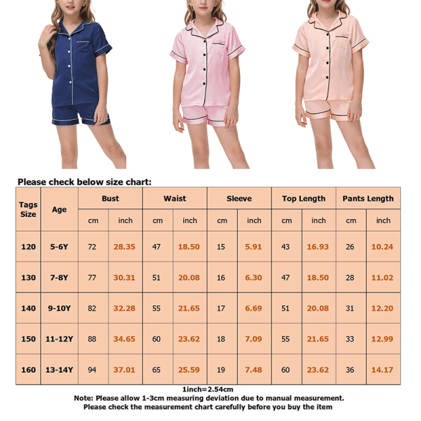 Toddler kortärmade sommaroutfits Lapel Neck Shorts Set Pink 140cm