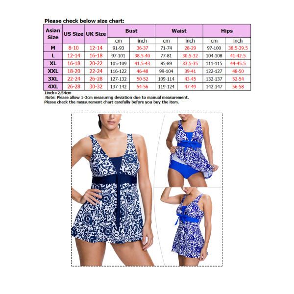 Plus Size Dambaddräkter Strandkläder Vadderade Mage Control Tankini Dark Blue,L