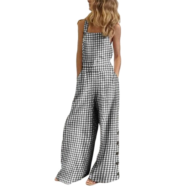 Dam Jumpsuit Bomull Linne Wide Leg Playsuit Rompers Overall 4#,3XL