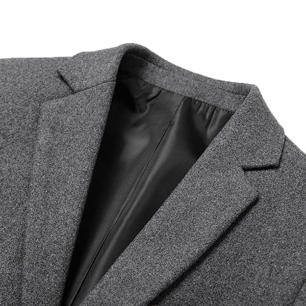 Mænd Suit Krave Ulden Outwear Langærmet Business Jakke Arbejde Grå 3XL