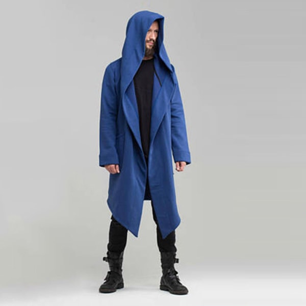 Miesten hupullinen neuletakki casual villapaita talvitakki takki Ulkovaatteet Blue M