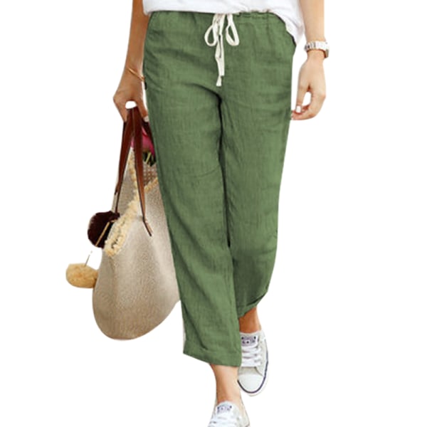 Kvinnor enfärgade byxor Plain Palazzo Pant Cropped Green S