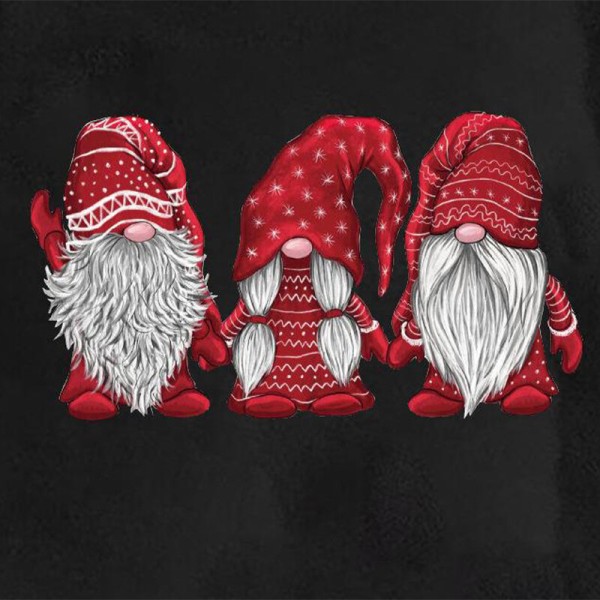 Dam långärmad crew Neck Santa Print Fleece Sweatshirt Xmas Black 2XL