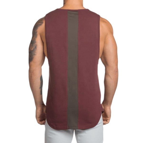 Män Casual ärmlös T-shirt Crew Neck Vest Tank Tops Shirt Red L